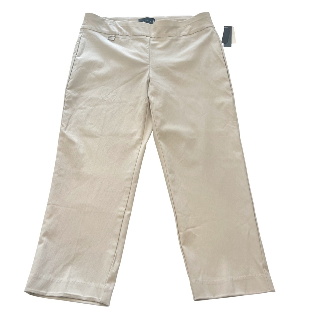 Premise Womens Bengaline Tummy Control Pants Buff Beige Size L PO70043 New